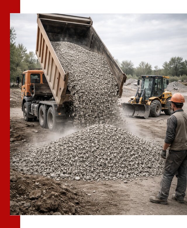 Доставка щебня в Борисоглебске крупными и мелкими фракциями