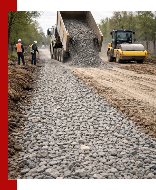 Доставка щебня для отсыпки дорог в Борисоглебске высокого качества