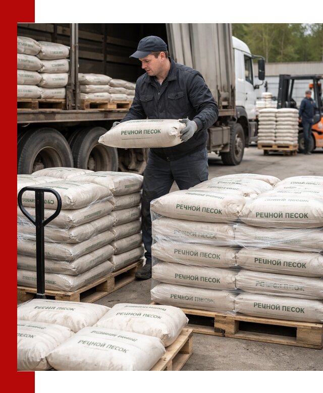 Речной песок в мешках с доставкой в Борисоглебске