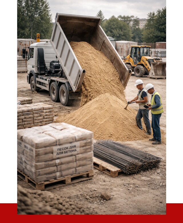 Песок для бетона в Борисоглебске от 2601 р. с доставкой, ПРОНЕРУДБрс