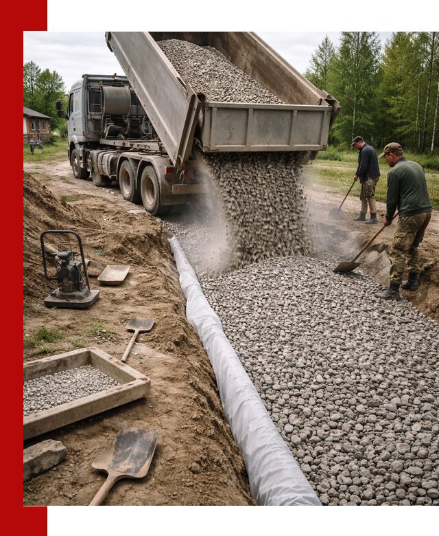 Гравий для дренажа с доставкой в Борисоглебске качественный и недорогой
