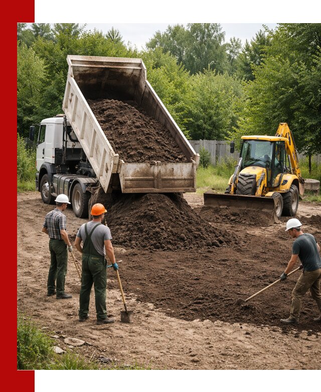 Доставка и укладка грунта для выравнивания участка в Борисоглебске