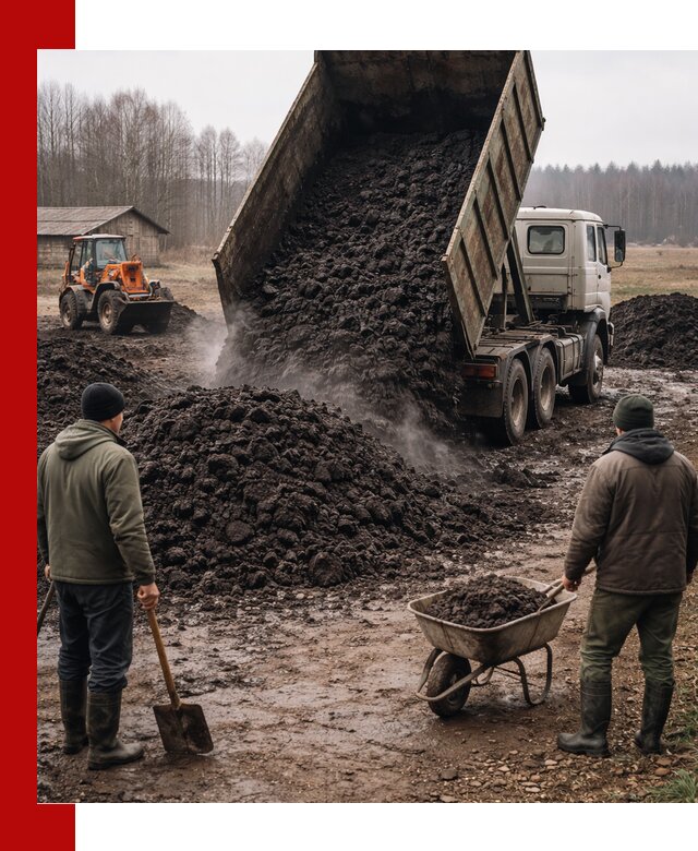 Доставка низинного торфа с разгрузкой и доставкой в Борисоглебске