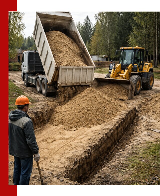 Доставка песчаного грунта в Борисоглебске для строительных работ
