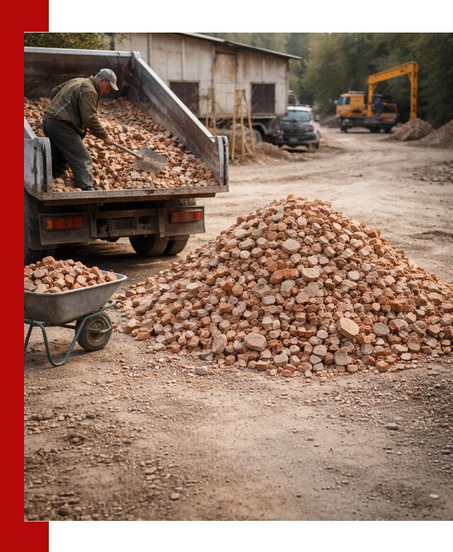 Доставка и подушка из боя кирпича с разгрузкой в Борисоглебске