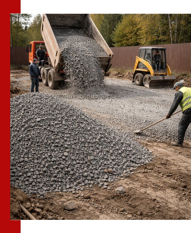 Отсыпка участка щебнем с доставкой и уплотнением в Борисоглебске